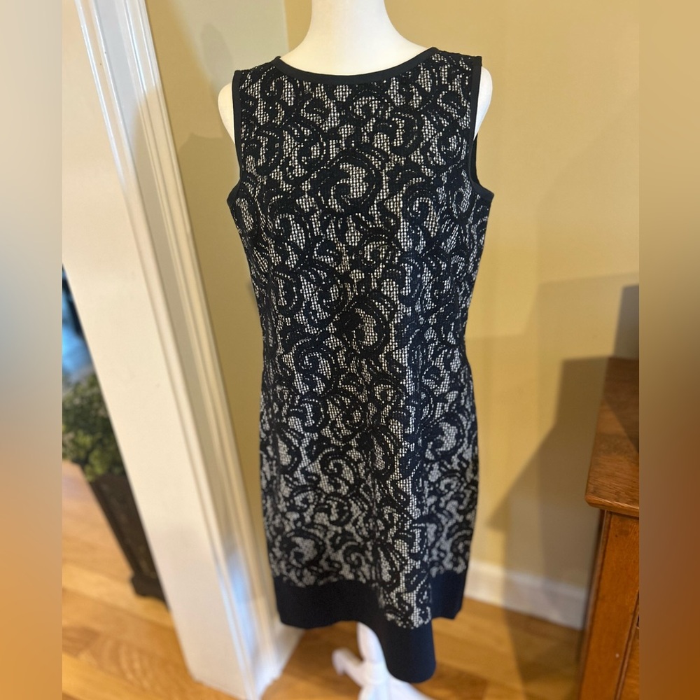 Brooks Brothers Navy and White Midi Sheath Dress